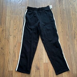 Black Track Pants with White Stripes